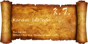 Kordos Tünde névjegykártya